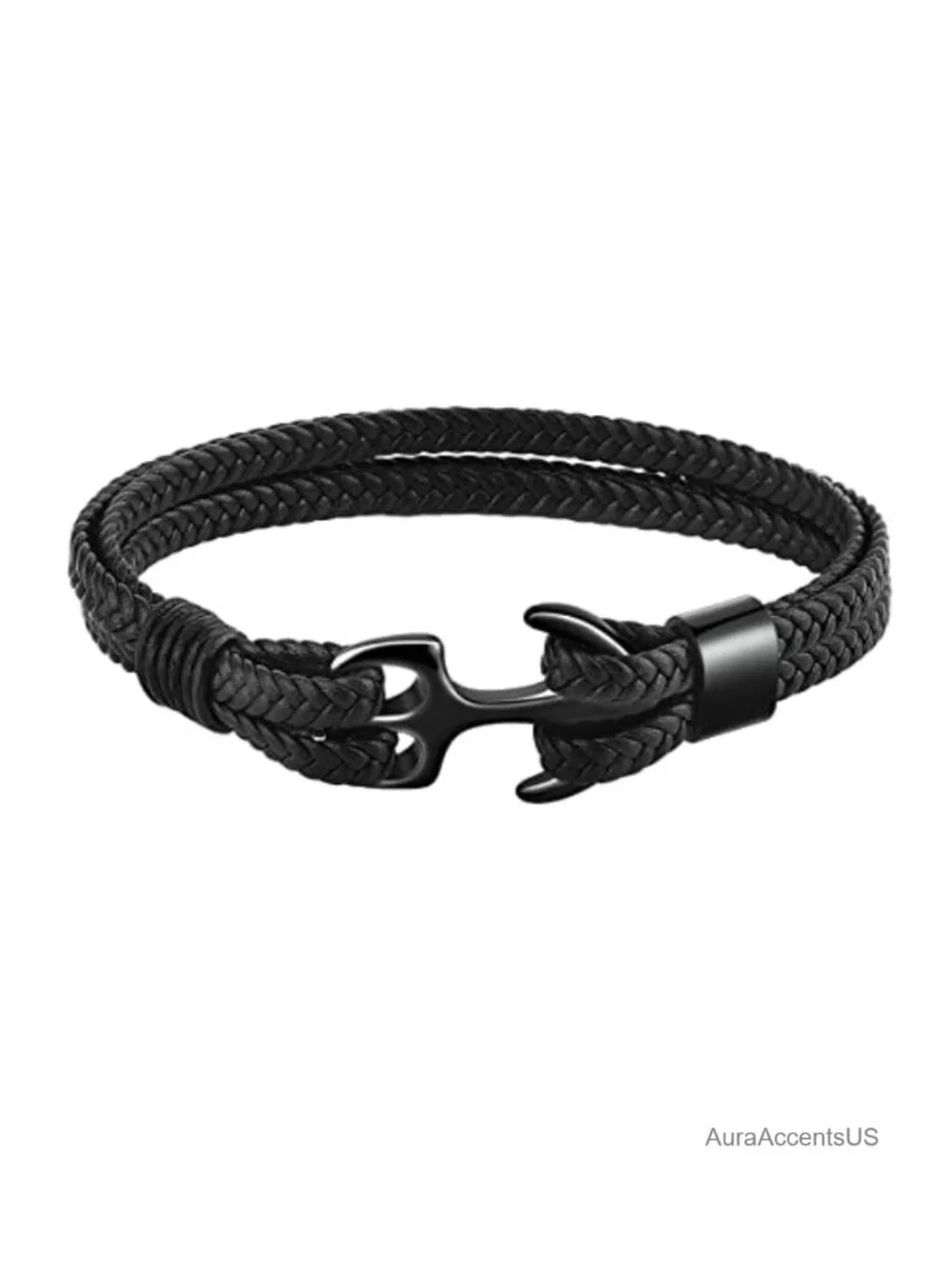 Handmade Cowhide Leather Wrap Bracelet Vintage Anchor Cuff for Men Women Couples